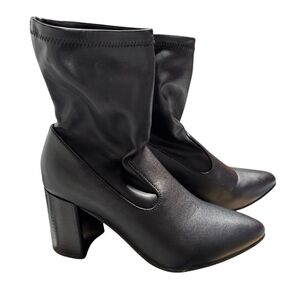 College Black Chunky Heel Ankle Boots